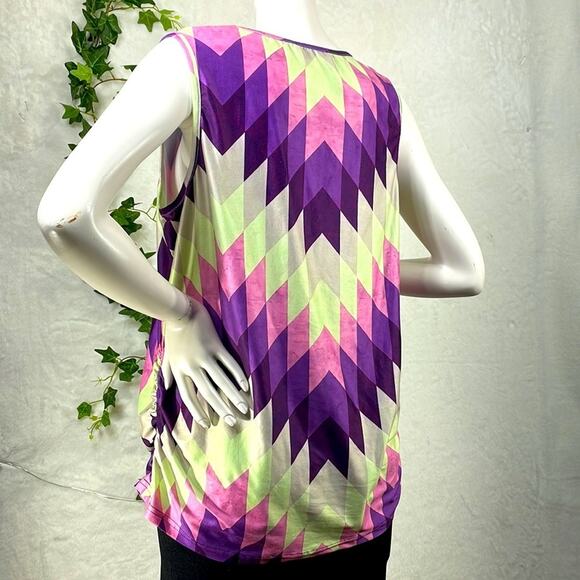LOVEUDEAR 1XL Geometric Print Tank Top NWOT With Gathered Sides Stretchy Comf… - Picture 5 of 12